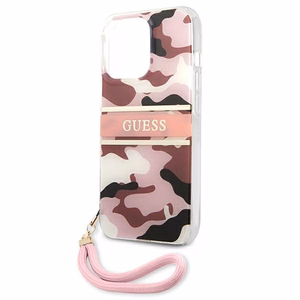Guess GUHCP13XKCABPI iPhone 13 Pro Max 6.7" vaaleanpunainen/vaaleanpunainen kovakotelo Camo hihnamallisto