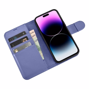 iCarer Lompakko Kotelo 2in1 Cover iPhone 14 Pro Max Nahka Flip Cover Anti-RFID Light Purple (WMI14220728-LP)