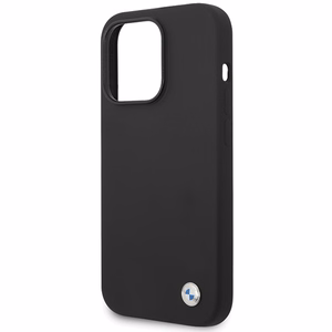 BMW Silikoninen Metal Logo Suojakuori iPhone 15 Pro:lle - musta