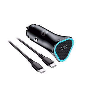 Autolaturi Blue Star USB C QC3.0 PD AFC 3A 20W + kaapeli USB C - USB C musta