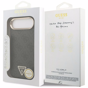 GUESS suojakuori iPhone 17 Air MagSafe-yhteensopiva GUHMP17MP4GTDGMK (4G PU W/ Triangle Logo) kultainen ja musta