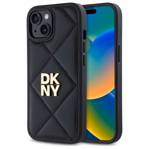 DKNY Quilted Stack Logo Suojakuori iPhone 15:lle - musta