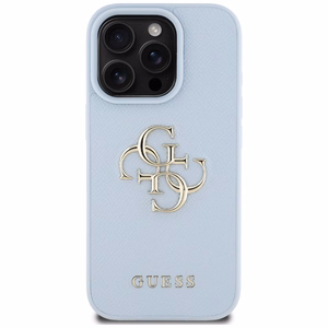 Guess Grained Big 4G Logo Small Classic Logo suojakuori iPhone 16 Prolle - sininen