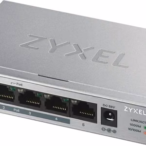 Zyxel GS1005HP – hallitsematon, Gigabit Ethernet, verkkokytkin, PoE, hopeanvärinen