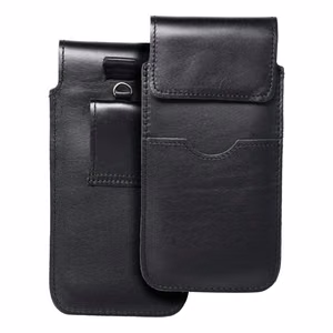 ROYAL - Nahkainen yleiskotelo läpällä / musta - Koko 2XL - iPhone 6 Plus / Samsung A52 / Xiaomi Redmi Note 10