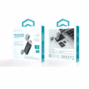 Devia kortinlukija 2in1 EL239 USB/USB-C 2.0 musta