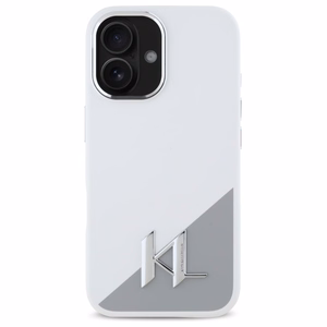 Karl Lagerfeld Silikoninen Initial Metal Logo MagSafe suojakuori iPhone 16:lle - valkoinen