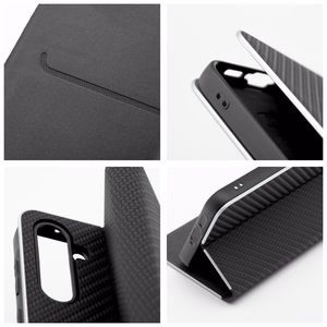 Luna Book Carbon -lompakkokotelo Xiaomi Redmi 17 4G / 17 5G EU -puhelimelle, musta