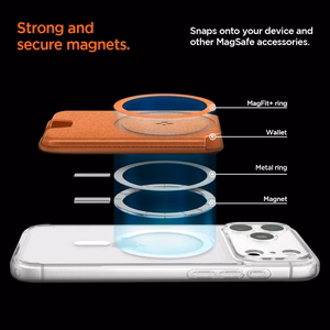 Spigen Valentinus MagFit+ MagSafe-magneettikorttikotelo puhelimelle – oranssi