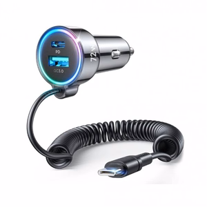 Joyroom JR-CL07 72W 3-in-1 auton laturi ja 1.6m USB-C kaapeli - musta
