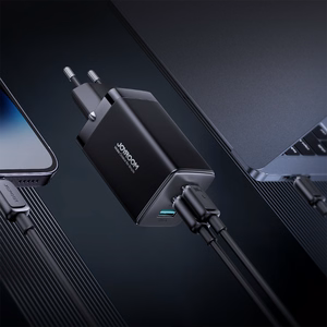 Joyroom fast GaN charger 65W USB-A, 2x USB-C black + USB-C - USB-C cable 100W 1.2m (TCG01)