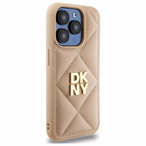 DKNY Quilted Stack Logo Suojakuori iPhone 15 Pro Max:lle - beige