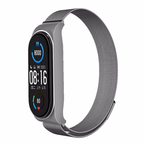 Metallihihna Xiaomi Mi Band 5 / 6:lle hopeinen (02)