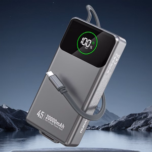 Dudao K31 Pro 45W 20000mAh Power Bank with Built-in Retractable USB-C Cable - Gray