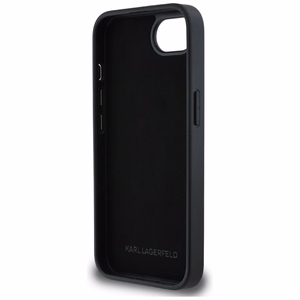 Karl Lagerfeld HC Fixed Glitter K&C Heads Logo Metal Pin Suojakuori iPhone 16e:lle - Musta