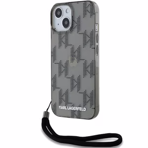 Karl Lagerfeld IML Mono KL Pattern & Cord Suojakuori iPhone 15 / 14 / 13:lle - musta