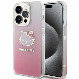 Hello Kitty IML Gradient Electrop Kitty Head Suojakuori iPhone 15 Pro:lle - vaaleanpunainen