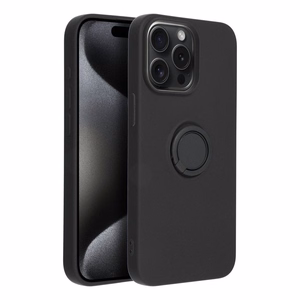 Silikoninen Suojakuori Renkaalla iPhone 15 PRO MAX:lle musta