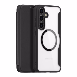 Dux Ducis Skin X Pro -suojakuori Samsung S24+:lle magneettisormuksella ja läpällä - musta