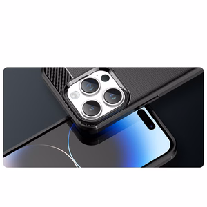 Carbon Case iPhone 14 Pro Max joustava geelinen takakuori musta