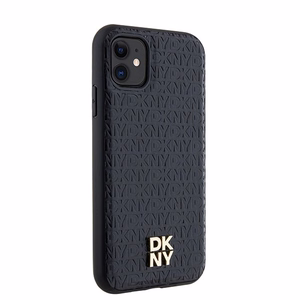 DKNY Nahkainen Monogrammi-kuvio Metallinen Logo MagSafe Suojakuori iPhone 11 / Xr:lle - musta