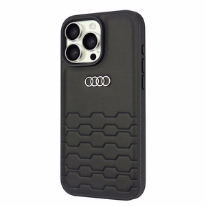Audi Synteettinen Nahka iPhone 16 Pro Max 6.9" Musta/Musta Kova Suojakuori AU-TPUPCIP16PM-GT/D2-BK