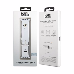 Karl Lagerfeld 3D Rubber Karl ja Choupette Heads hihna valkoinen Apple Watch 42/44/45/49mm:lle