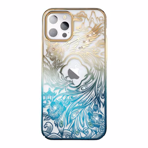 Luksus-suojakuori iPhone 14 Plus:lle Kingxbar Phoenix -kristalleilla - kultainen ja sininen