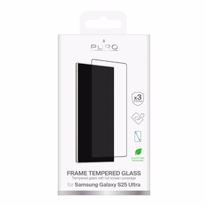Puro Frame karkaistu lasi mustalla kehyksellä Samsung Galaxy S25 Ultra -puhelimelle