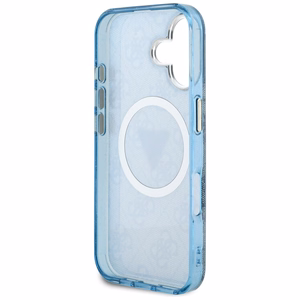 Guess IML Metal Glitter 4G Circle Triangle MagSafe Suojakuori iPhone 16:lle - Sininen