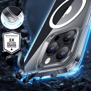 ESR Classic Hybrid Halolock MagSafe Suojakuori + Karkaistu lasi iPhone 16 Pro Max:lle - Läpinäkyvä