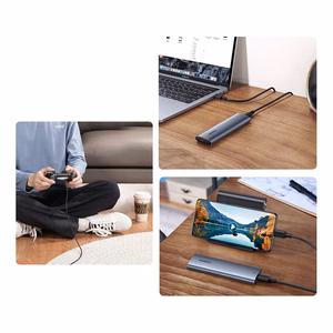 Ugreen M.2 SSD-kotelo USB 3.2 Gen 2 (SuperSpeed USB 10 Gbps) + USB Type-C kaapeli 0,5m harmaa (CM400 10902)