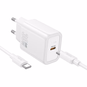 Phone charger Hoco USB C QC PD 30W + cable USB C to USB C N62 white