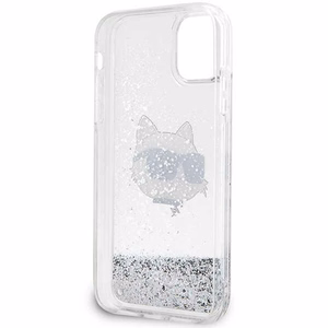 Karl Lagerfeld KLHCN61LNCHCS iPhone 11 / XR hopeinen/hopeinen kovakuori Glitter Choupette Head