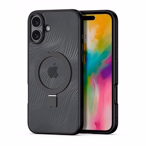 Dux Ducis Aimo Mag kotelo MagSafella ja jalustalla iPhone 16 - musta