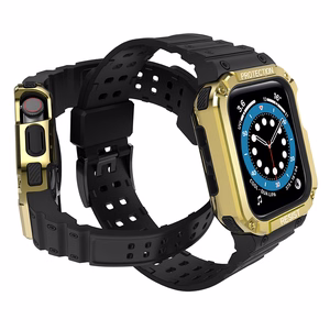 Protect Strap Band for Apple Watch 38/40/41mm Armored Case Strap - musta, kultainen