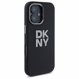 DKNY Liquid Silicone Metal Logo Suojakuori iPhone 16:lle - musta