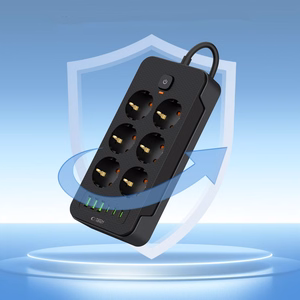Tech-Protect PC6X6 Jatkojohto 6 Pistoketta 240V + 3xUSB-A + 3xUSB-C 200cm Musta