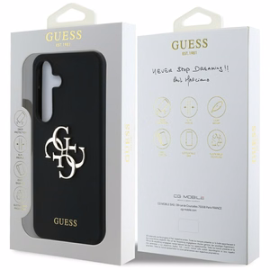 Guess Silikoninen Big 4G Logo Bottom Script Suojakuori Samsung Galaxy S25:lle - musta