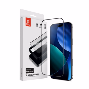 Crong 3D Armor Glass tempered-glass screen protector for iPhone 17 Pro Max, with installation frame