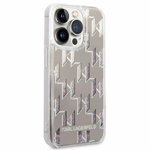 Karl Lagerfeld KLHCP14LLMNMS iPhone 14 Pro 6.1 "kovakotelo hopea / hopea Nestemäinen Glitter Monogrammi
