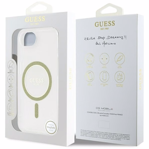 GUESS IML Glitter Circle MagSafe Alkuperäinen Suojakuori iPhone 17e/16e:lle - Läpinäkyvä