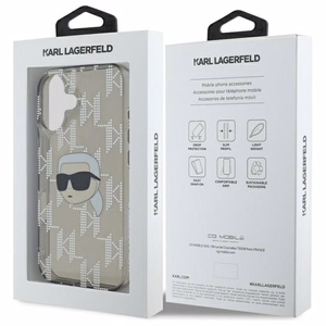 Karl Lagerfeld IML Karl Head Electroplated iPhone 16 Suojakuori - Musta