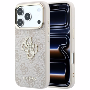 Guess 4G & Big Strass Logo suojakuori mallille iPhone 17 Pro / 18 Pro – väri: vaaleanpunainen