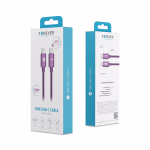 Forever Vibe kaapeli USB-C - USB-C 1,0 m 60W tumma kirsikanpunainen
