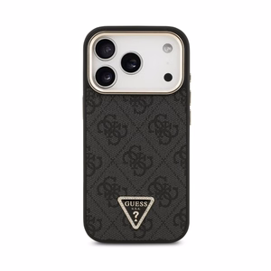 Case Guess PU Leather 4G Strass Triangle Logo Gold Frame MagSafe Apple iPhone 18 Pro black