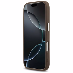 Guess Suojakuori iPhone 17 Pro:lle GUHCP17LP4G4SMCW (4G PU Nahkainen Big 4G ja Classic Logo ja Hopeinen Metallikamerakehys) Ruskea