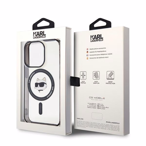 Karl Lagerfeld IML Choupette Head MagSafe Suojakuori iPhone 15 Pro:lle - läpinäkyvä