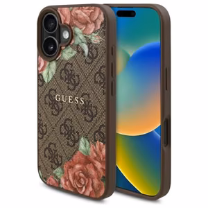 Guess GUHMP16SP4ROPEMCW iPhone 16 6.1" Ruskea/Ruskea Kova Suojakuori 4G Flowers Print MagSafe