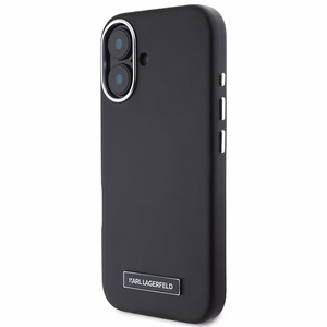Karl Lagerfeld FW Metal Plate MagSafe iPhone 16 Plus Case - Black